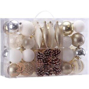 73-Pack Assorted Shatterproof Christmas Ball Ornaments Set Seasonal